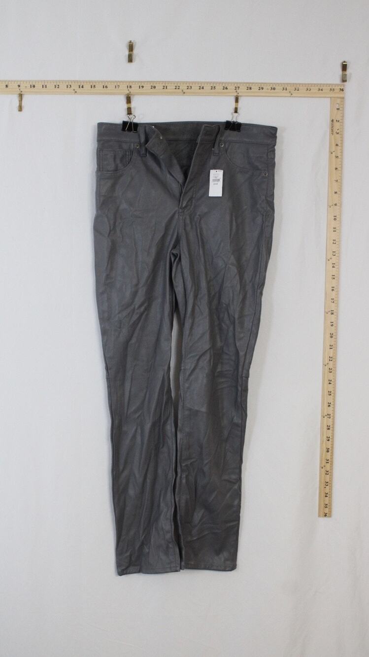 NWT Gap Women 27/4R Vintage Slim High Rise Pants Vegan Leather Gray 5 Pocket